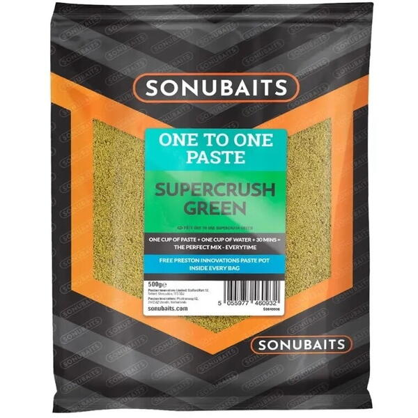 PRESTON INNOVATION PASTA SOLUBILA SONUBAITS ONE TO ONE SUPERCRUSH GREEN 500G