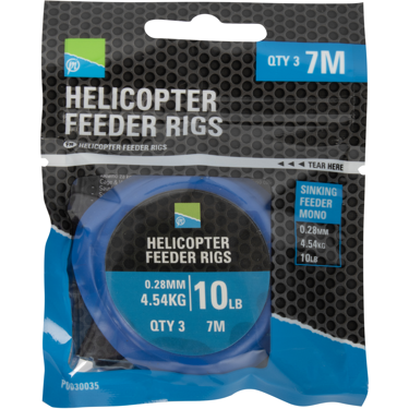 PRESTON INNOVATION MONTURA HELICOPTER FEEDER RIGS 028MM/4,54KG/7M 3BUC/PL