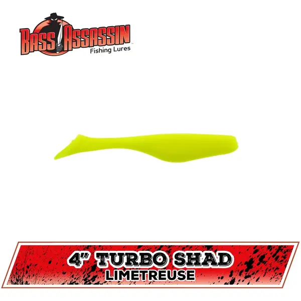 BASS ASSASSIN SHAD TURBO 10CM LIMETREUSE 10BUC/PL