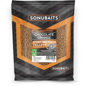 PRESTON INNOVATION PELETE SONUBAITS STIKI METHOD PELLETS CHOCOLATE ORANGE 4MM 650G