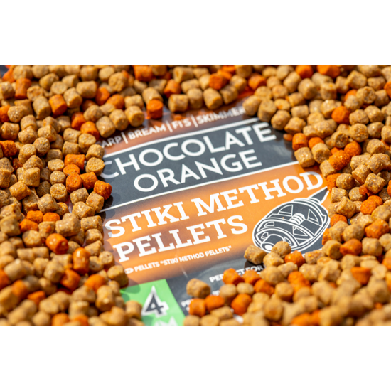 PRESTON INNOVATION PELETE SONUBAITS STIKI METHOD PELLETS CHOCOLATE ORANGE 4MM 650G