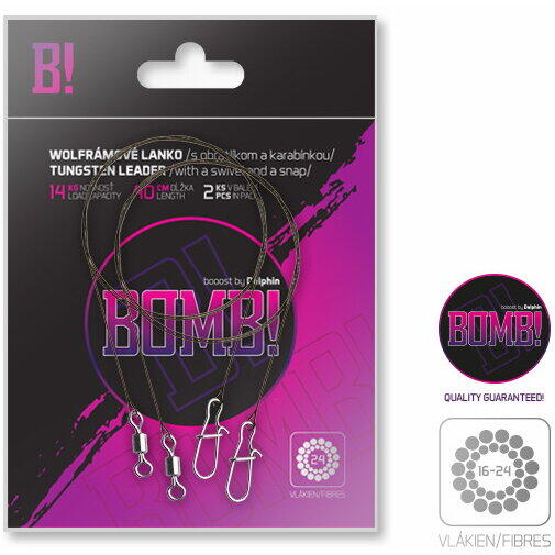 accesoriu pescuit rapitor DELPHIN STRUNA WOLFRAM BOMB 40CM , 14KG, 2BUC