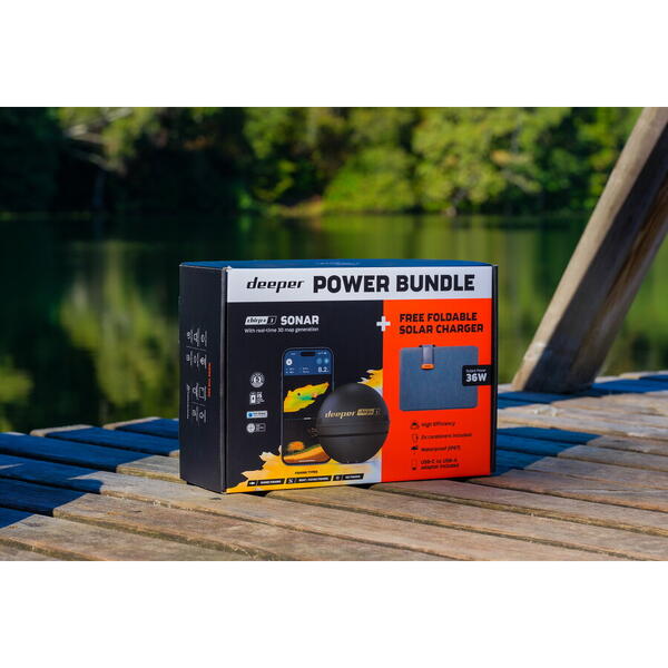 DEEPER SET SONAR SMART CHIRP+ 3.0 + INCARCATOR SOLAR 36W