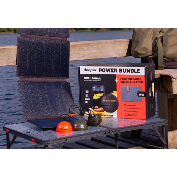 DEEPER SET SONAR SMART CHIRP+ 3.0 + INCARCATOR SOLAR 36W