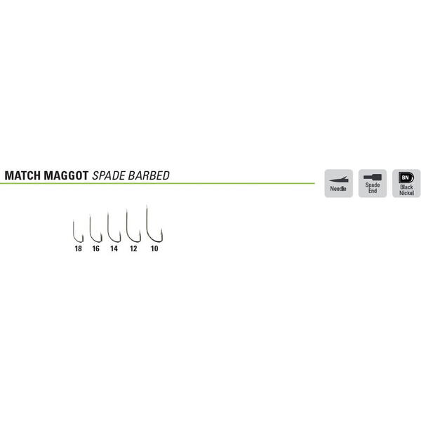 MUSTAD MATCH MAGGOT SPADE BARBED MAR.10 15BUC/PL