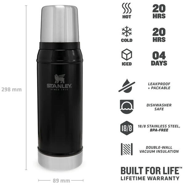 STANLEY TERMOS INOX LEGENDARY CLASIC NEGRU 750ML