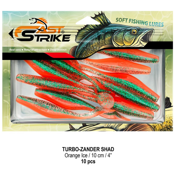 GIVADI SHAD FAST STRIKE TURBO ZANDER 10CM ORANGE ICE 10BUC/PL