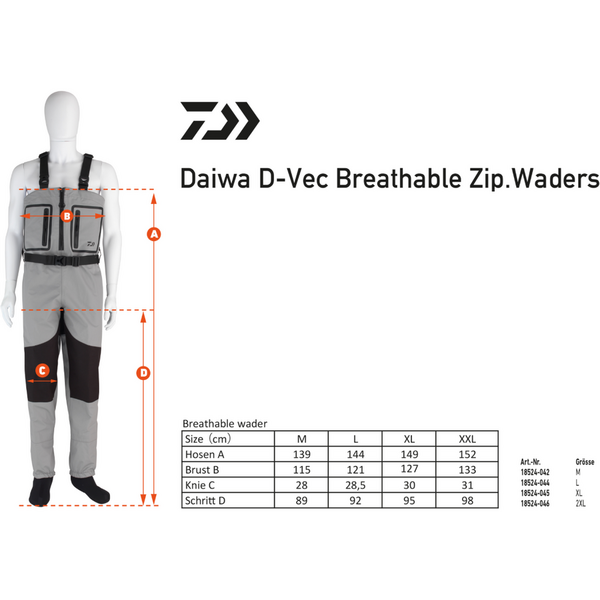 DAIWA SALOPETA D-VEC BREATHABLE ZIPPED WADERS MAR.XL